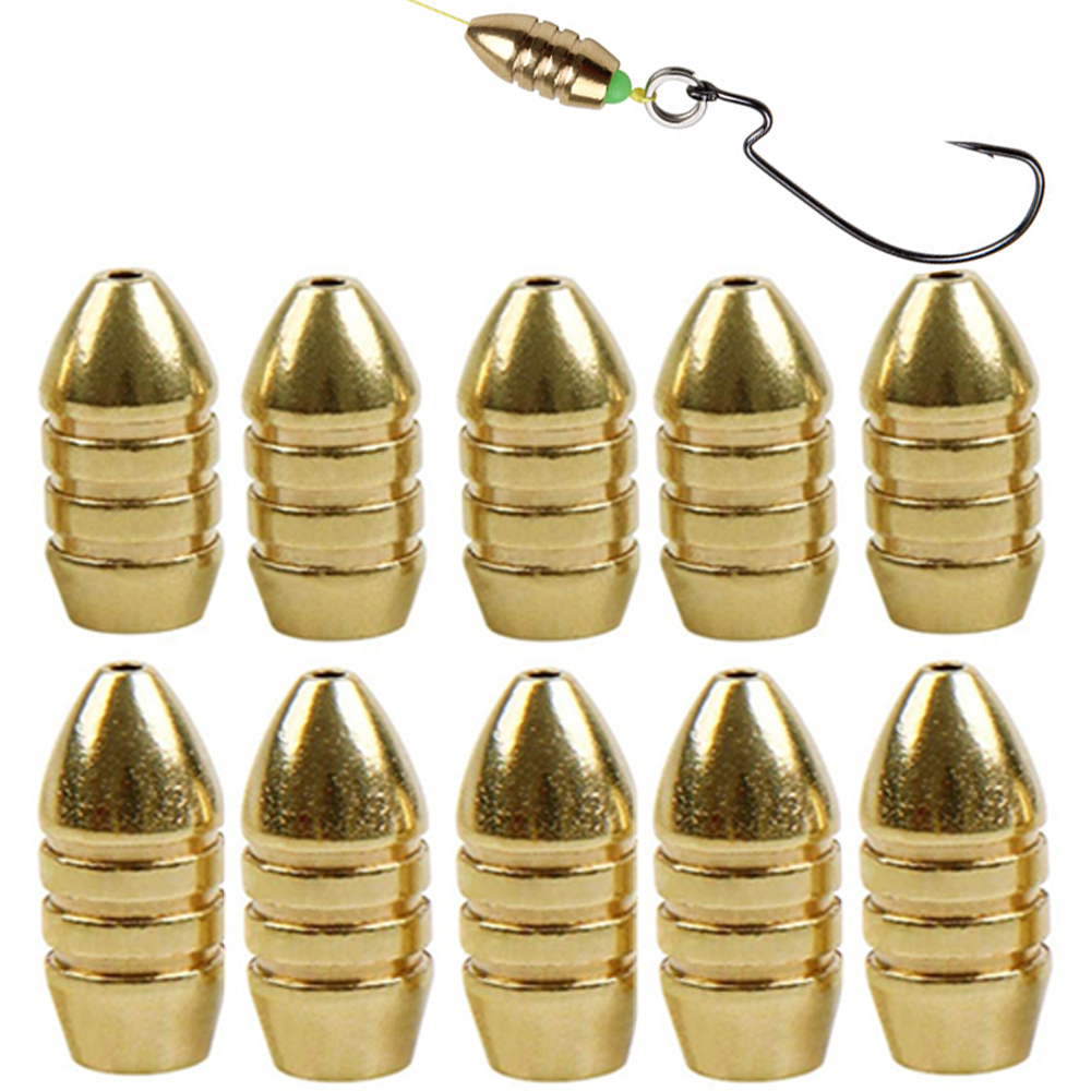 Fishing Equipment Shop - 10 adet Pirinç Balıkçılık Ağırlığı Bakır