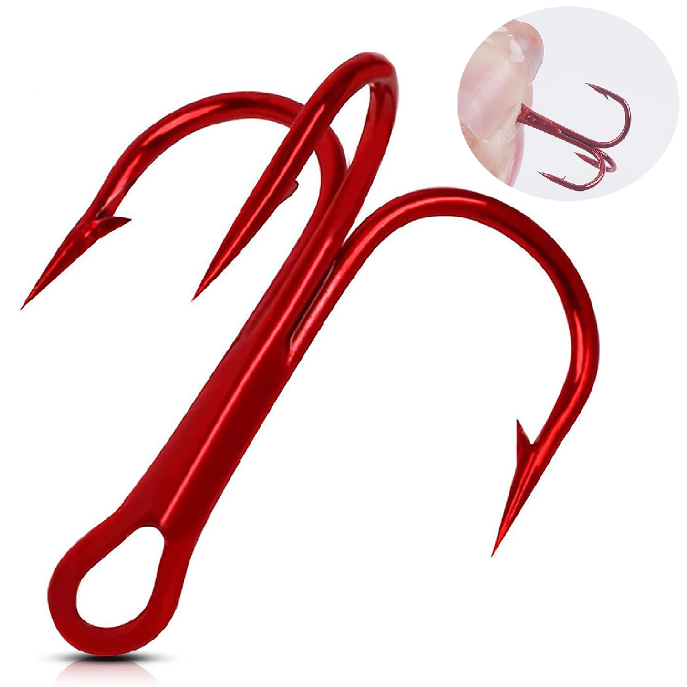 Fishing Equipment Shop - 200 adet Kırmızı Üçlü Olta İğneleri
